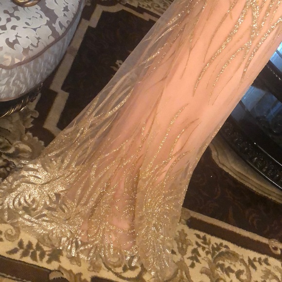 Mignon sleeveless peach and gold prom dress - Picture 9 of 9